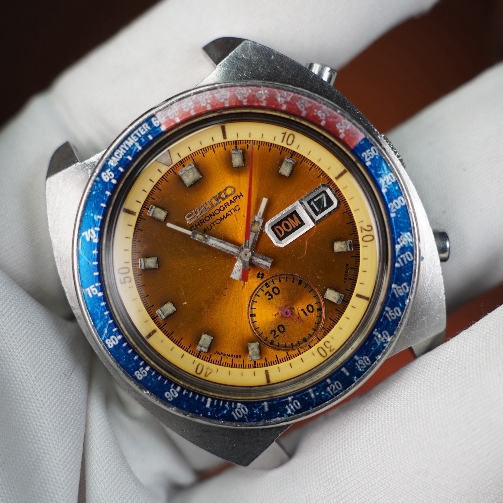 Vintage Seiko 6139-6002 Pogue Chronograph Suwa Dial Runs Needs Service