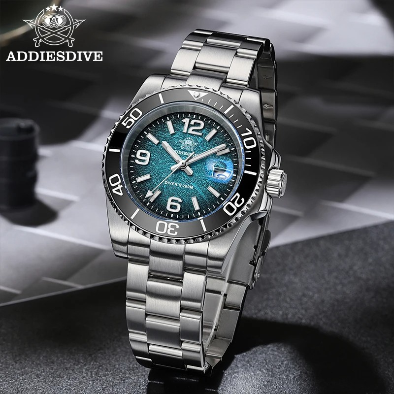41MM ADDIESDIVE Quartz Men’s Watch Diver 200M Waterproof Luminous Stainless NEW