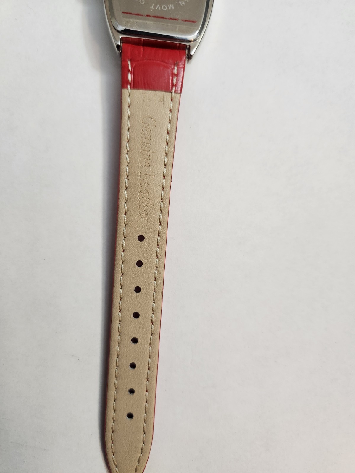Mary Maison G-1030 Quartz Tonneau Colors Watch White/Multicolor Dial Red Leather
