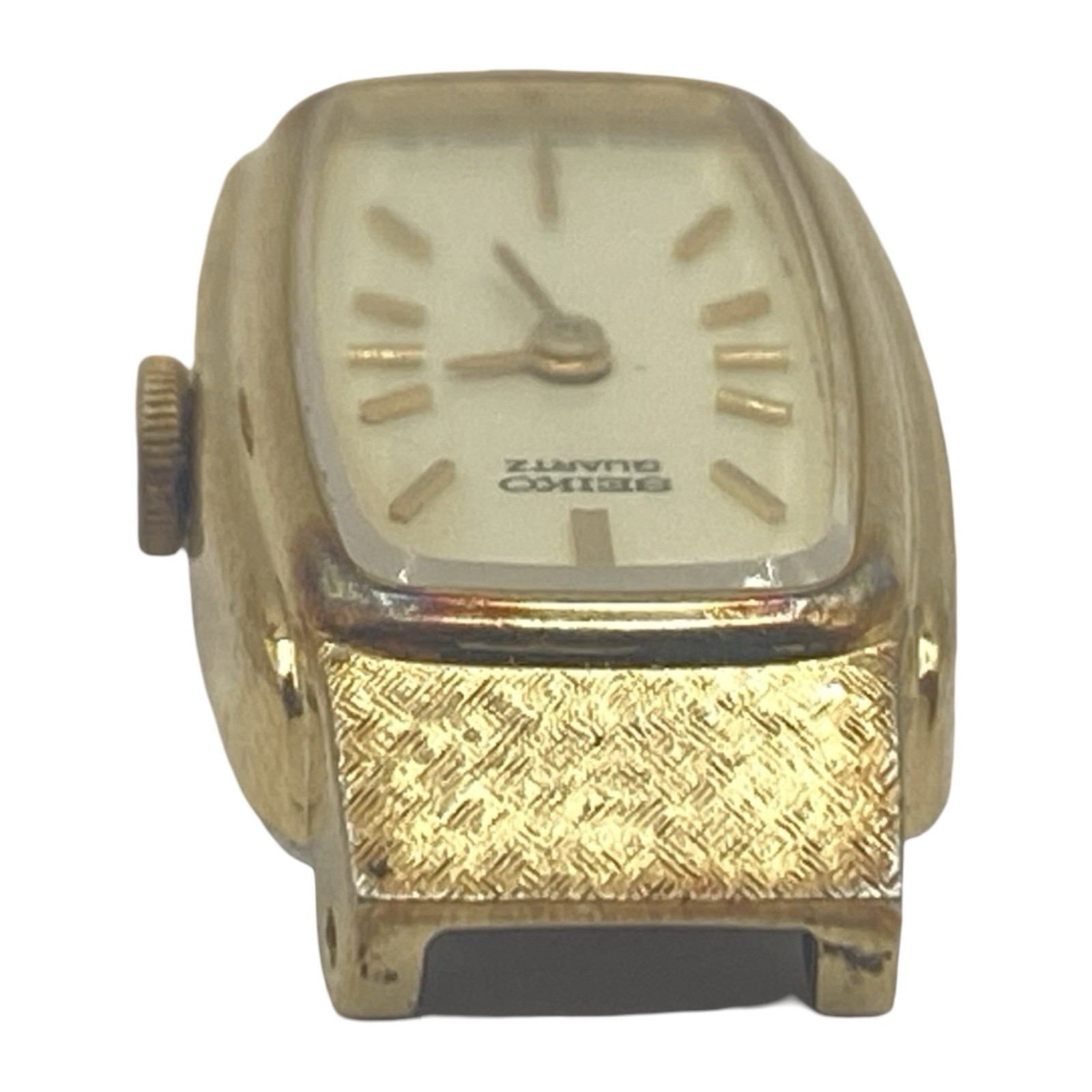 Seiko Tank Watch Women 13mm White Dial Gold Tone Rectangle 1320-5549 Needs Bat