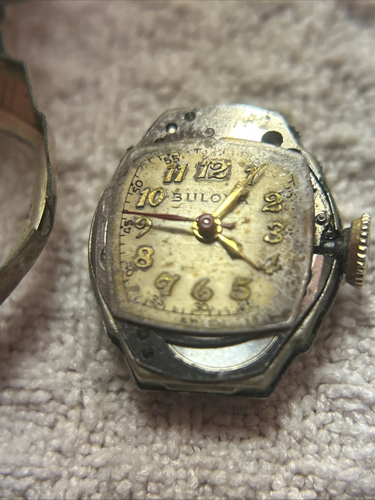 Bulova 1954 Ladies 16mm Cocktail Watch 10K Gold Filled Swiss Ticking /Band Broke