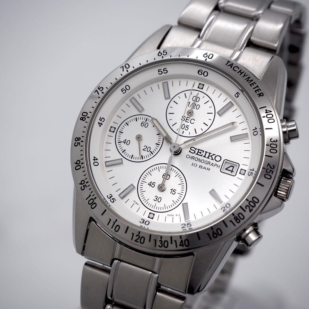 608 Working SEIKO Men’s Chronograph Date Silver White