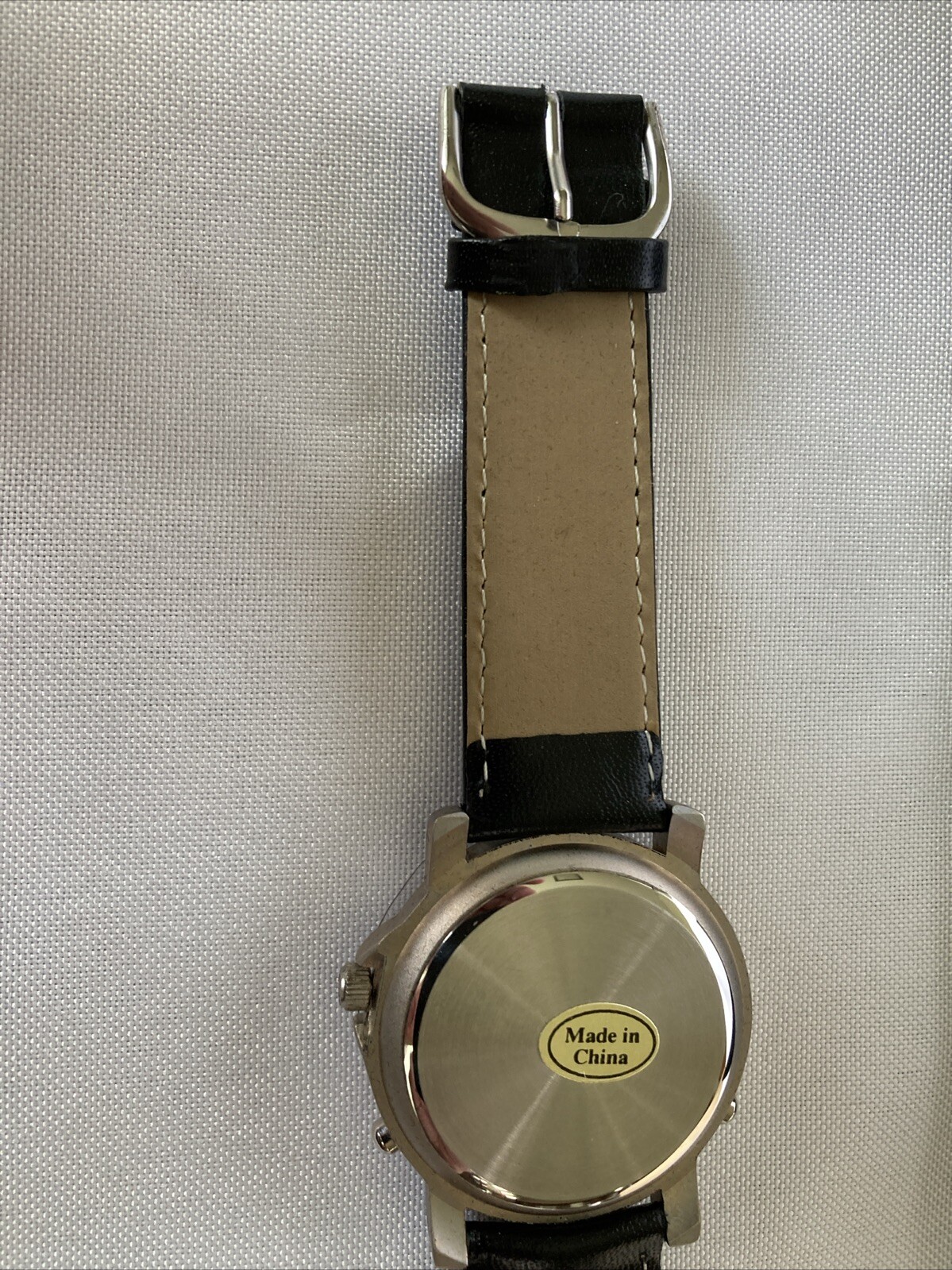 Year 2000 Wrist Watch 1.5″ Red White Blue France & USA Flags Black Leather Strap