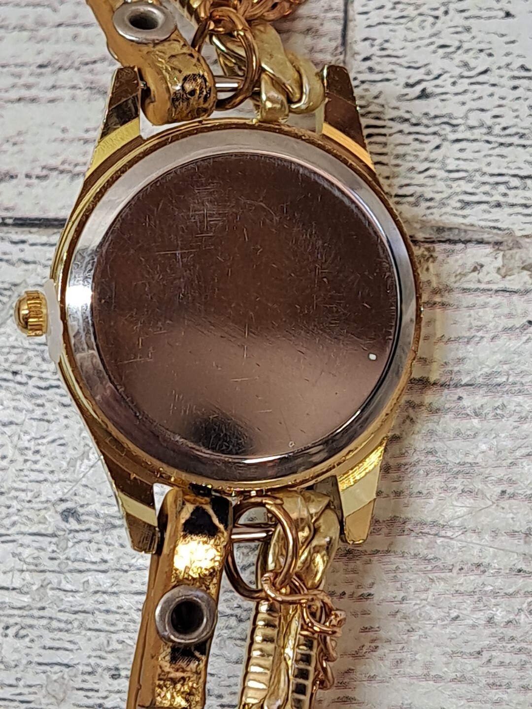 Geneva Women’s Watch Button Snap Multi Braid Snake Skin Gold Tone Bracelet Band