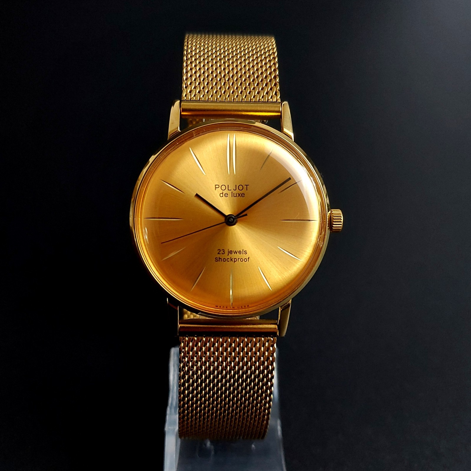 Vintage Wristwatch NOS Poljot De LUXE Ultra Slim Soviet Men’s Watch 23 Jewels