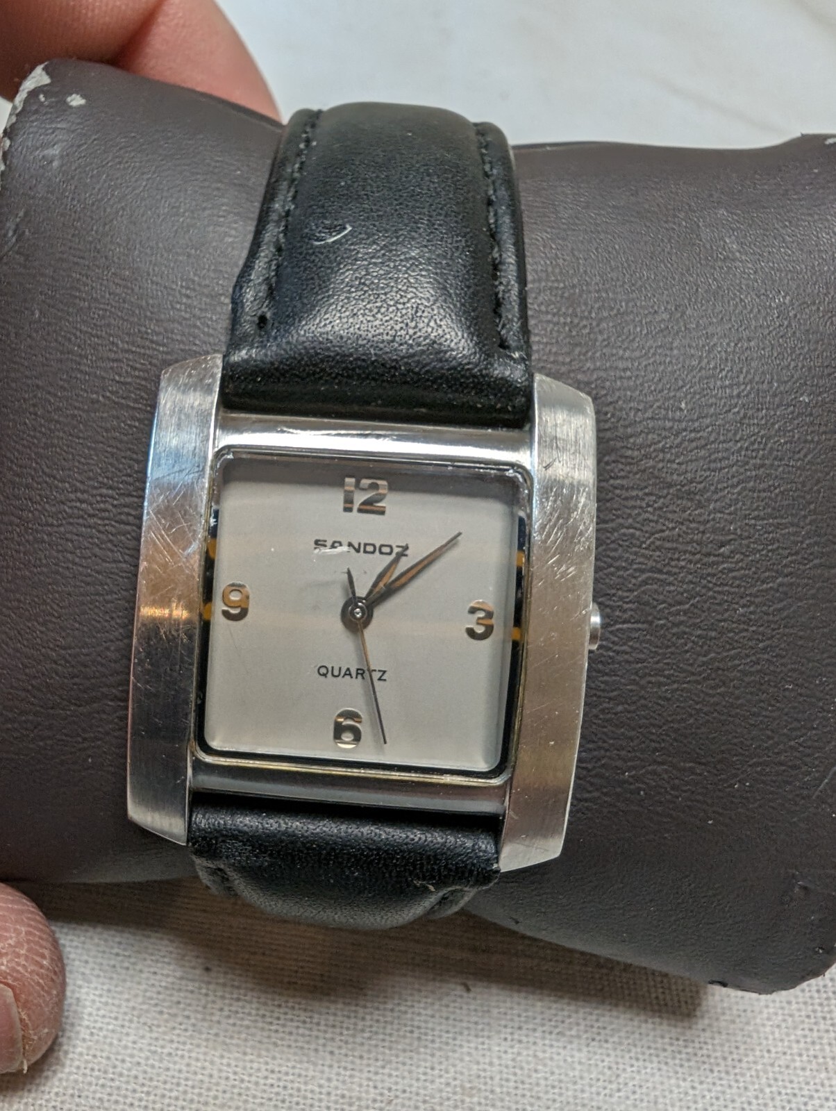 Sandoz Swiss Quartz Wrist Watch – Date – Men’s – Women’s – Square Tanker Style