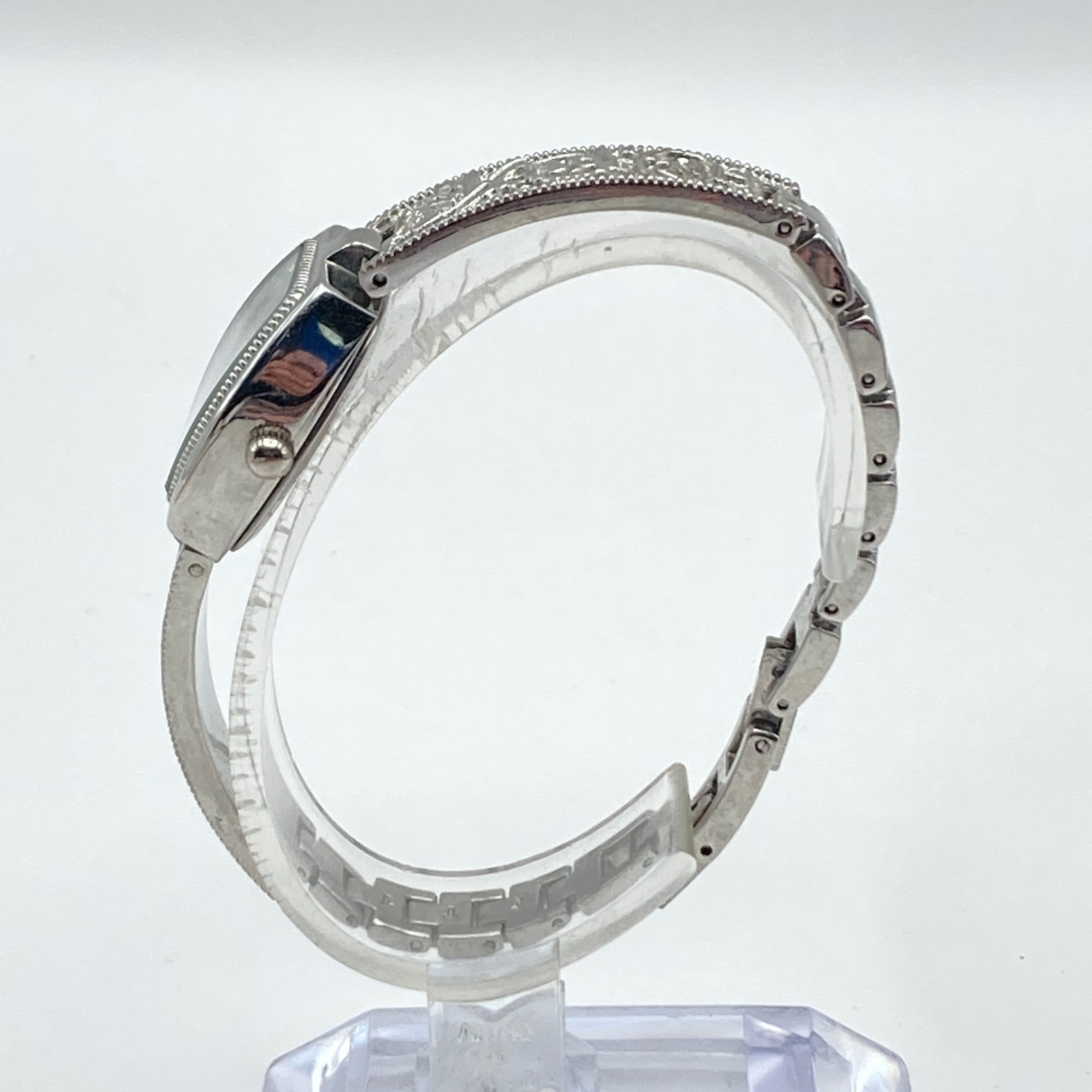 Filigree Womens Watch 19mm Silver Tone MOP Extender Scrollwork New Battery 6.75″