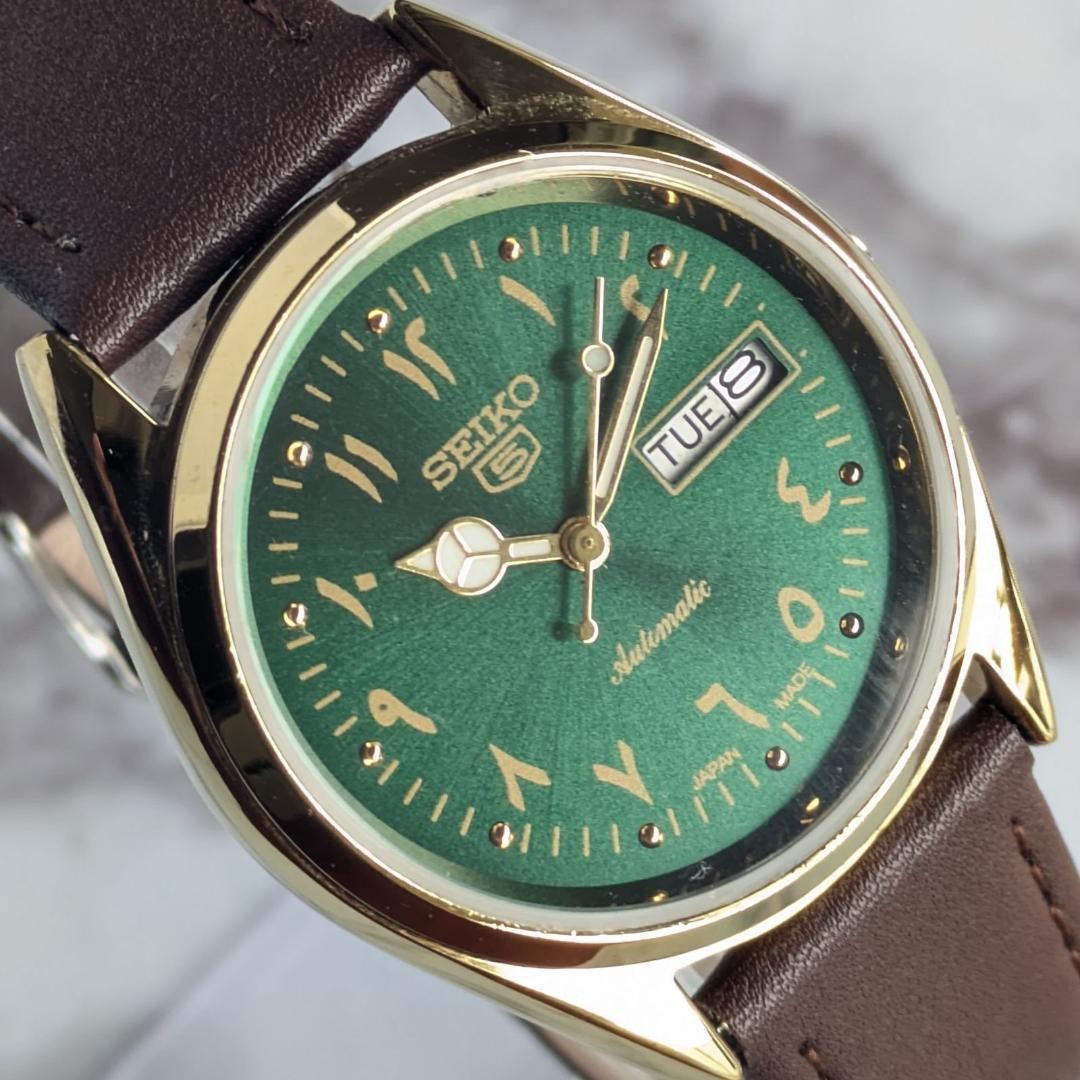 SEIKO 1980-1989 5 Green Dial Automatic Watch 35mm Wrist 19cm From Japan