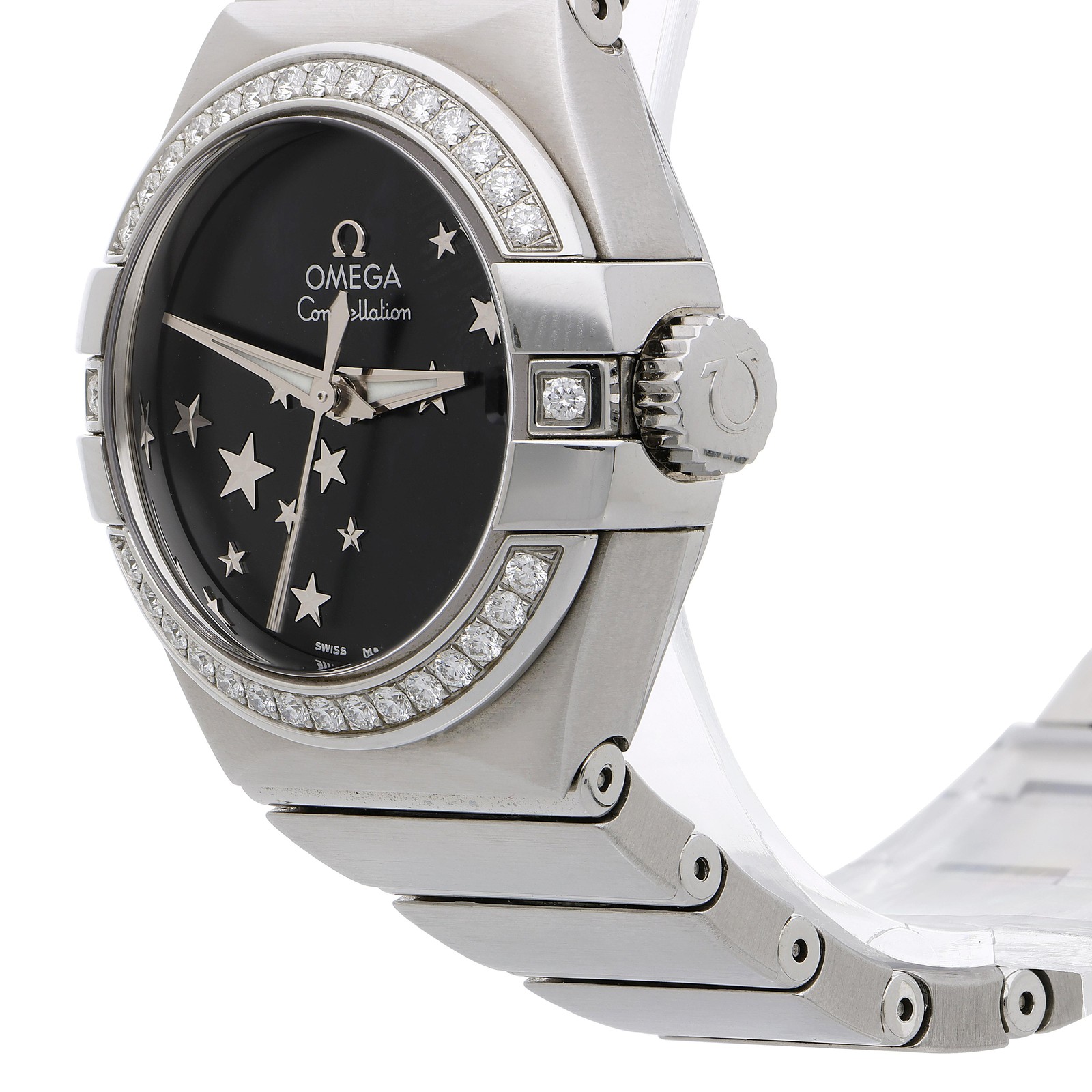 Omega Constellation 27mm Diamond Bezel Black Star Dial Steel Watch 2022 Full Set
