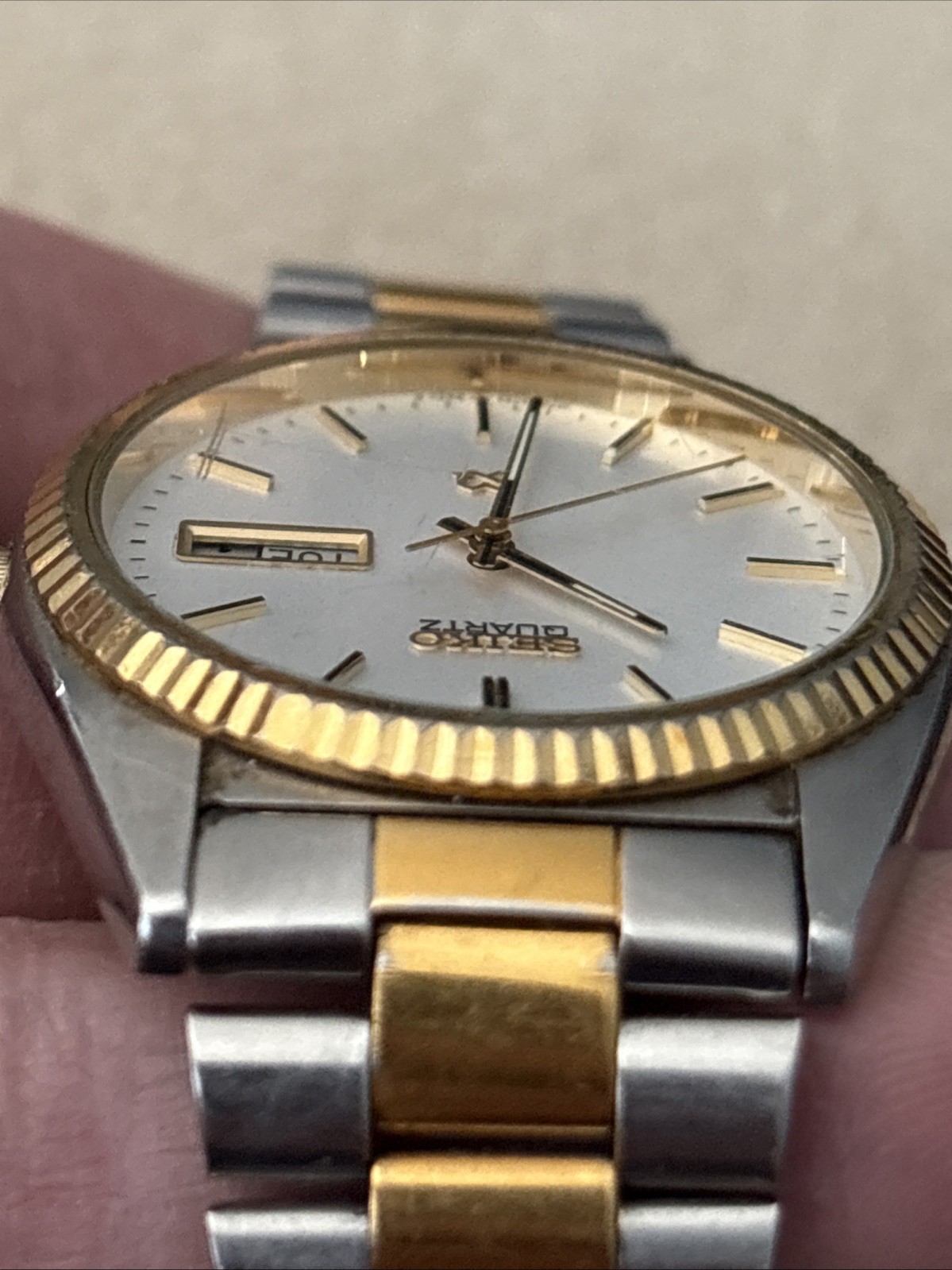 Vintage SEIKO SQ Presidential Two Tone Daydate 5H23-8029 A4 /Not Running