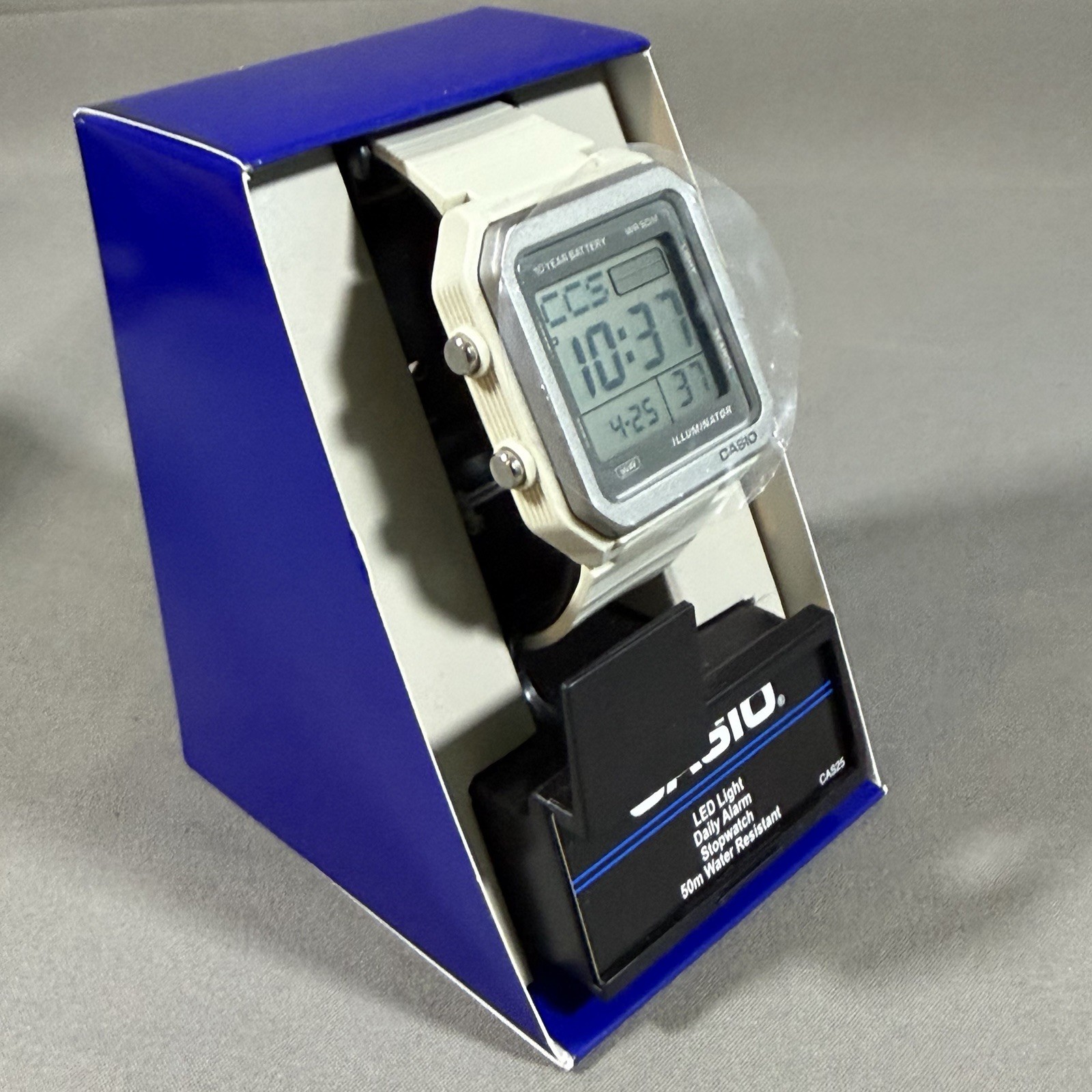 Casio Collection Standard W221H-1AV Ivory 10-year Battery Flash Alert World Time