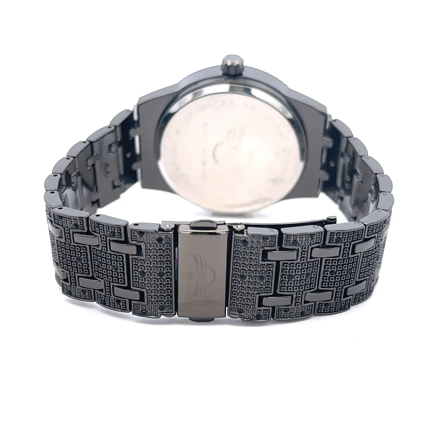 Black Iced Out Men’s Watch Quartz Movement Hip Hop Style 44mm