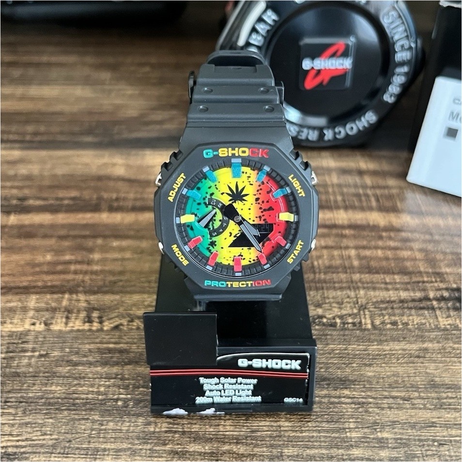 G-SHOCK Tough Solar Analog Digital Wristwatch Black Multicolor Dial 200m
