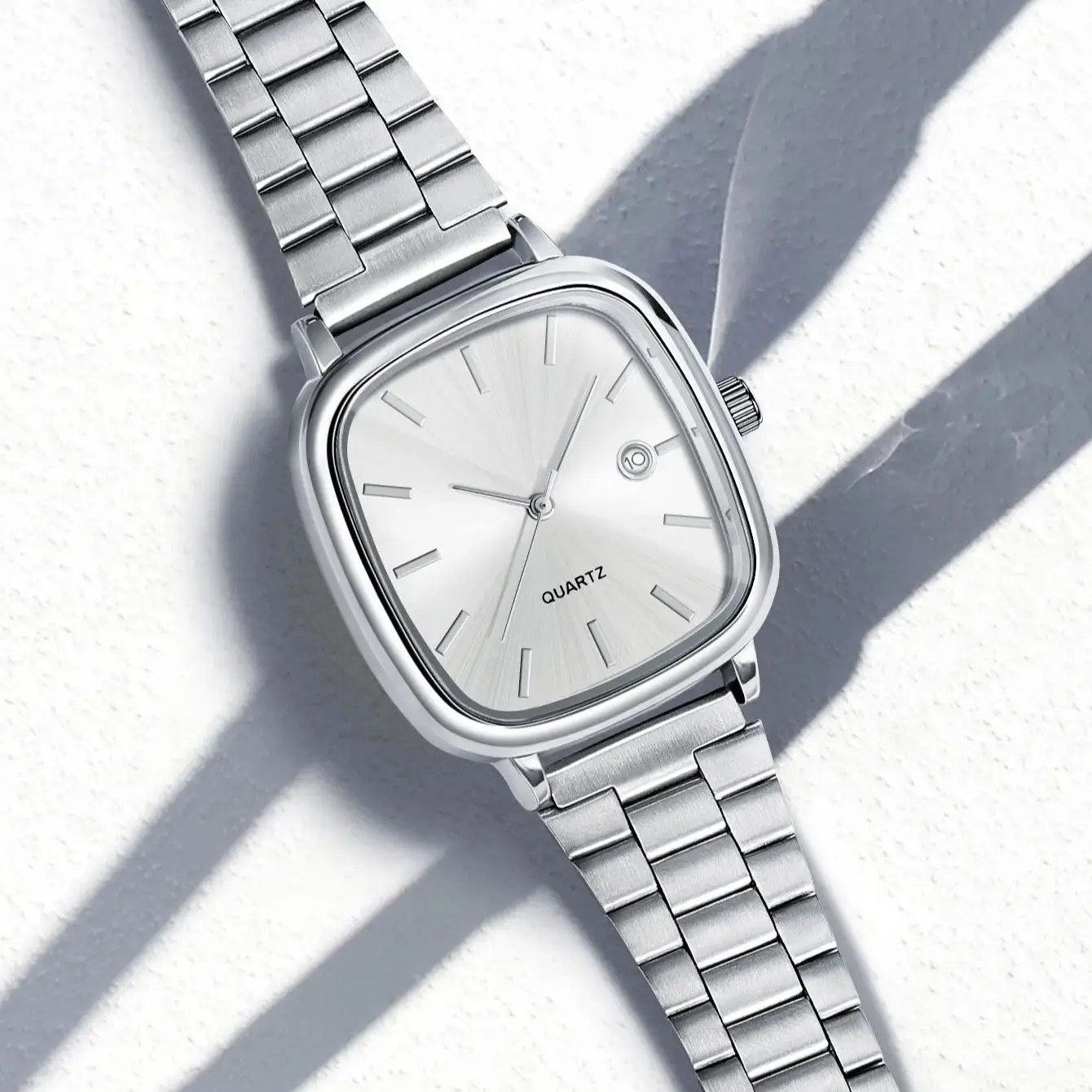 Modern minimalist square watch Business mens metal watch stainless