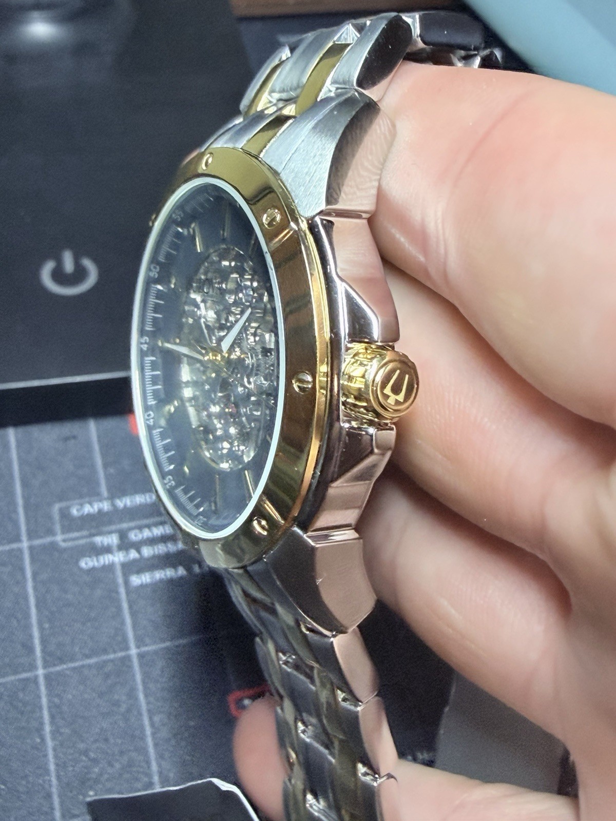 Bulova Automatic two tone Watch 43 MM 98A146 authentic