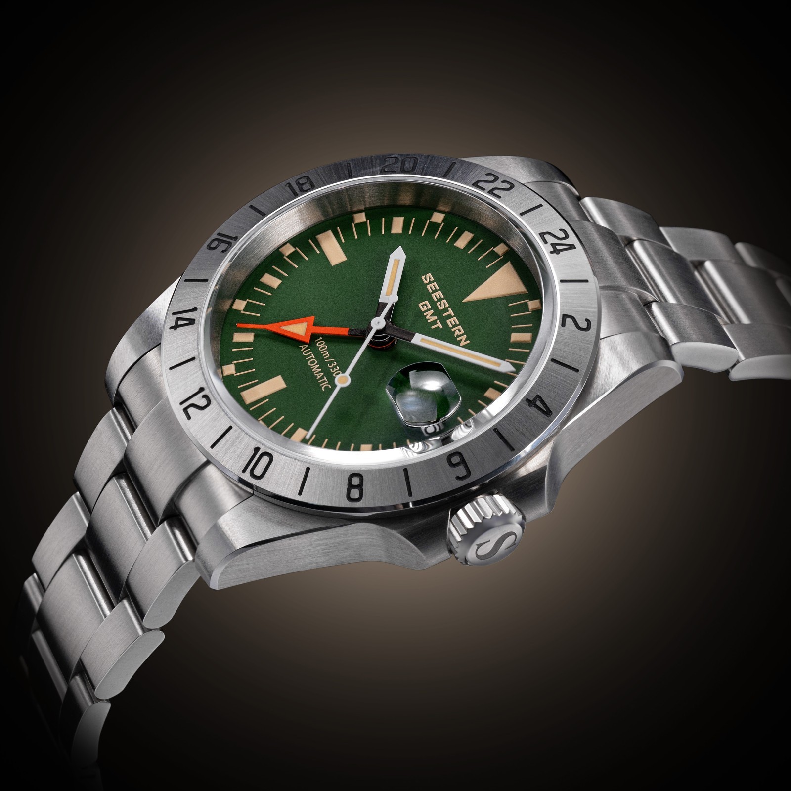 SEESTERN GMT, The Vintage Explorer, Green, NH34, Sapphire, Lume, 100m Diver,BNIB