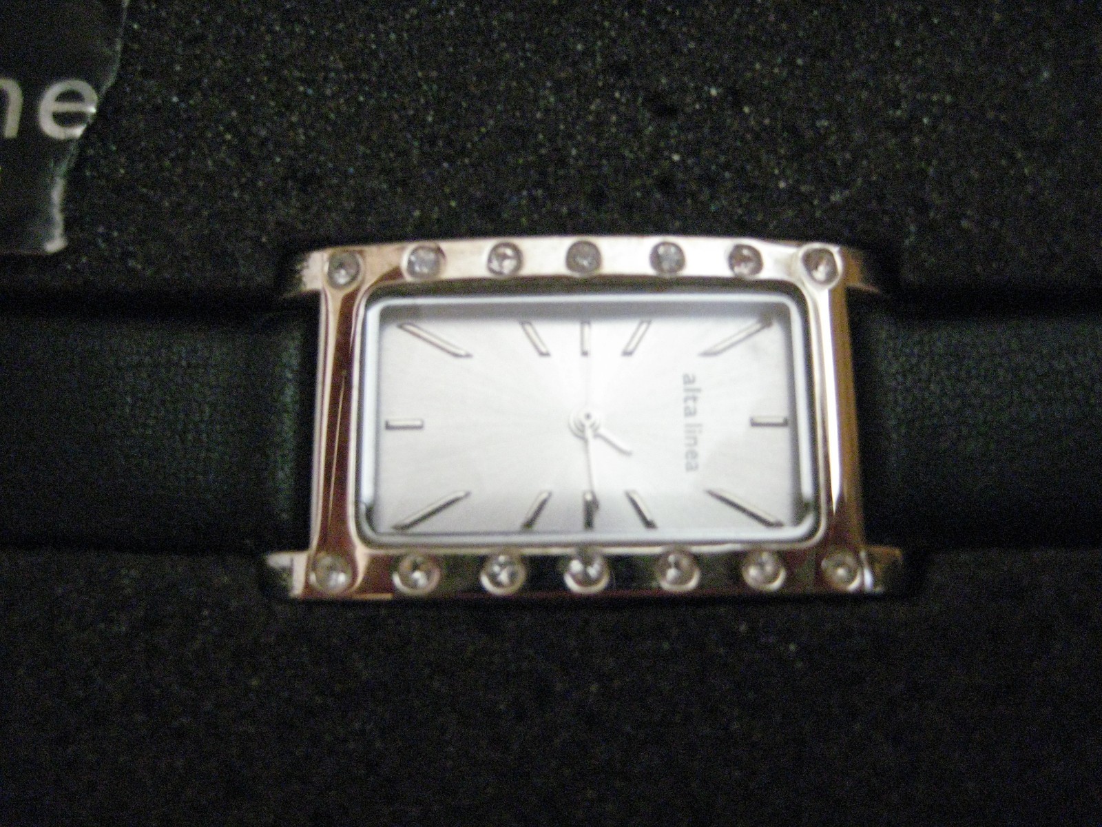 ALTA LINEA womens watch Black LEATHER band Faux Diamonds jewelry AUSTRALIA Time