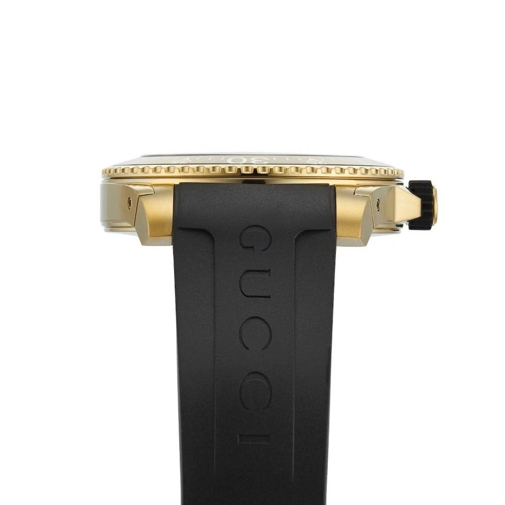 Gucci Dive Gold Snake Black Dial Rubber Strap Men’s Watch YA136219