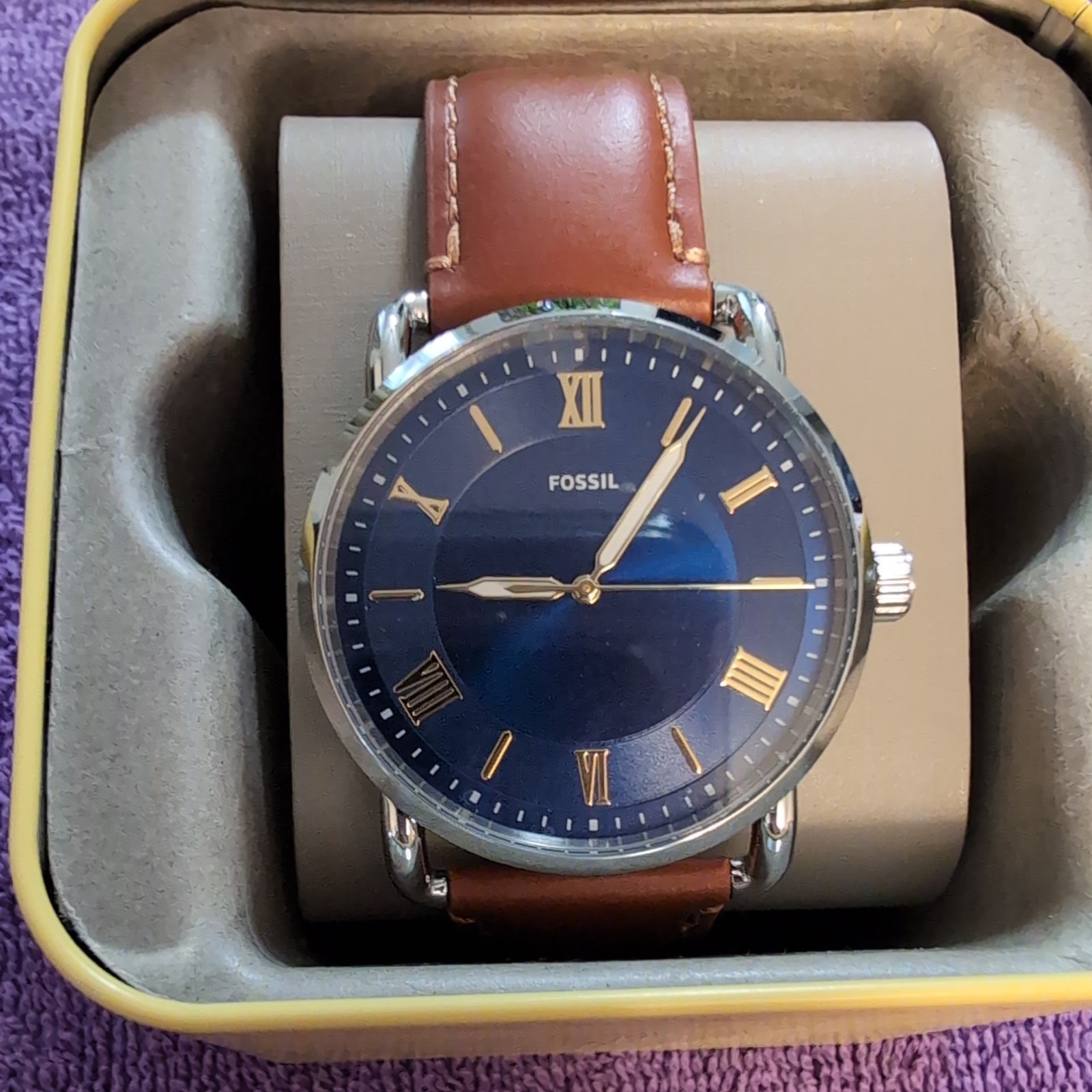 Fossil Copeland Men’s Watch with Slim Case and Genuine Leather Band