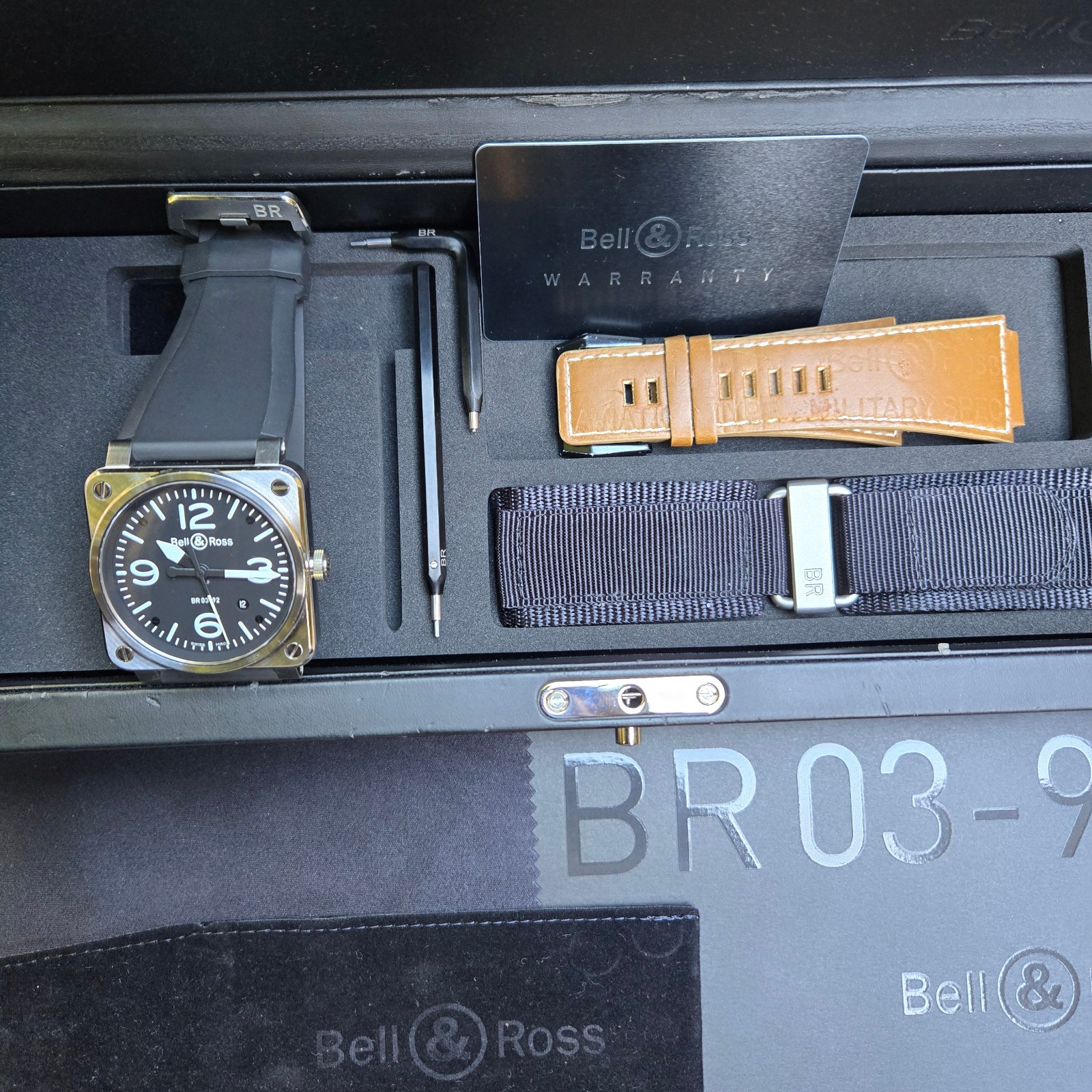 Bell & Ross BR03-92-S Aviation Military Date Men’s Watch Black Dial Case 42mm US