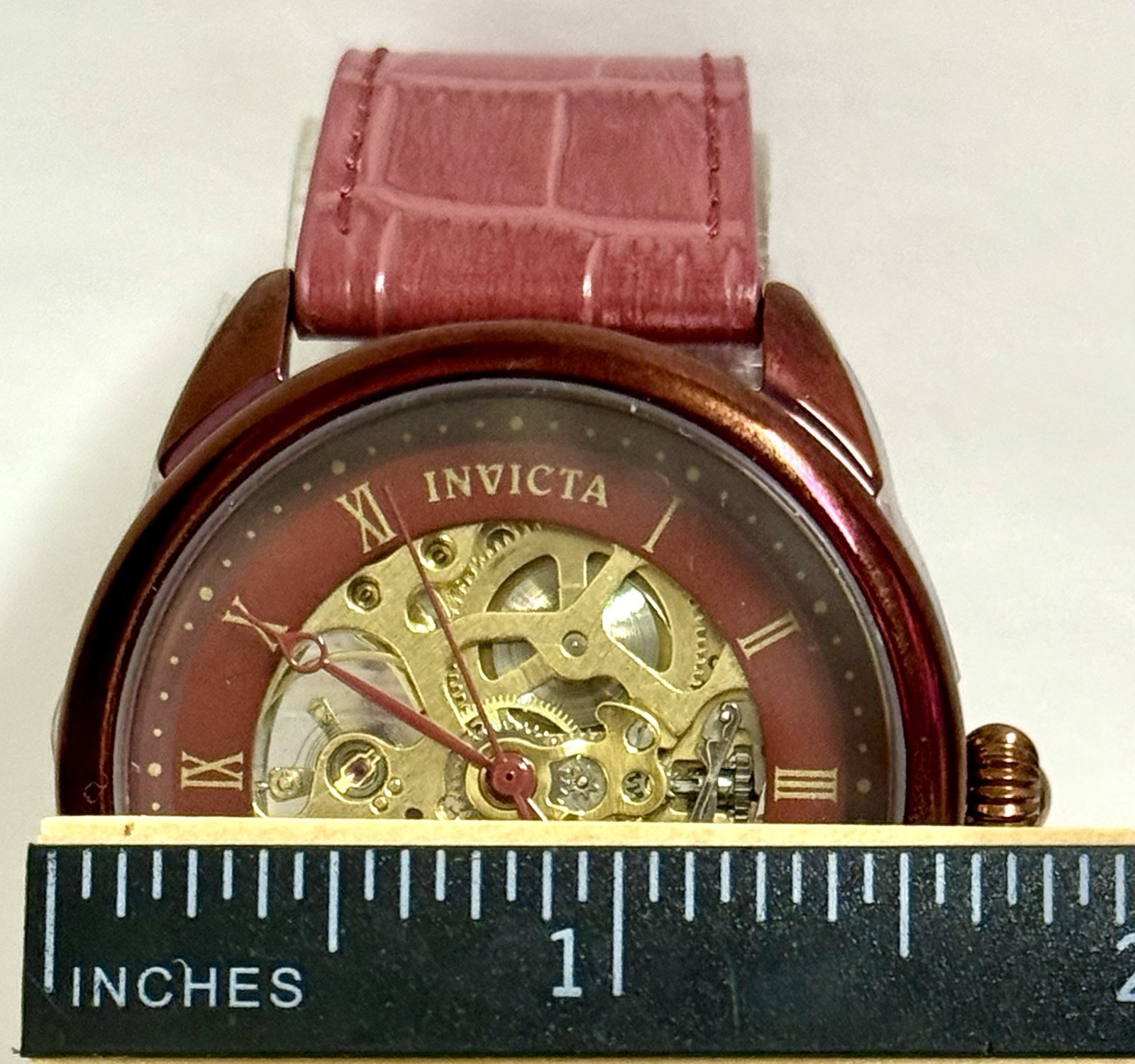 42mm Burgundy Case & Strap | Skeleton Mechanical Manual| Invicta SPECIALTY Watch