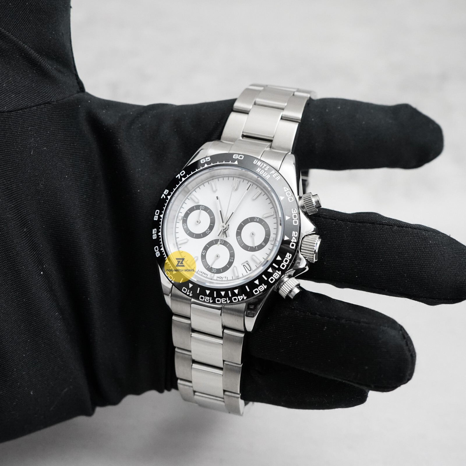 Custom Made 39mm Black White Panda Style Mod Watch w/ VK63 Chronograph Movement