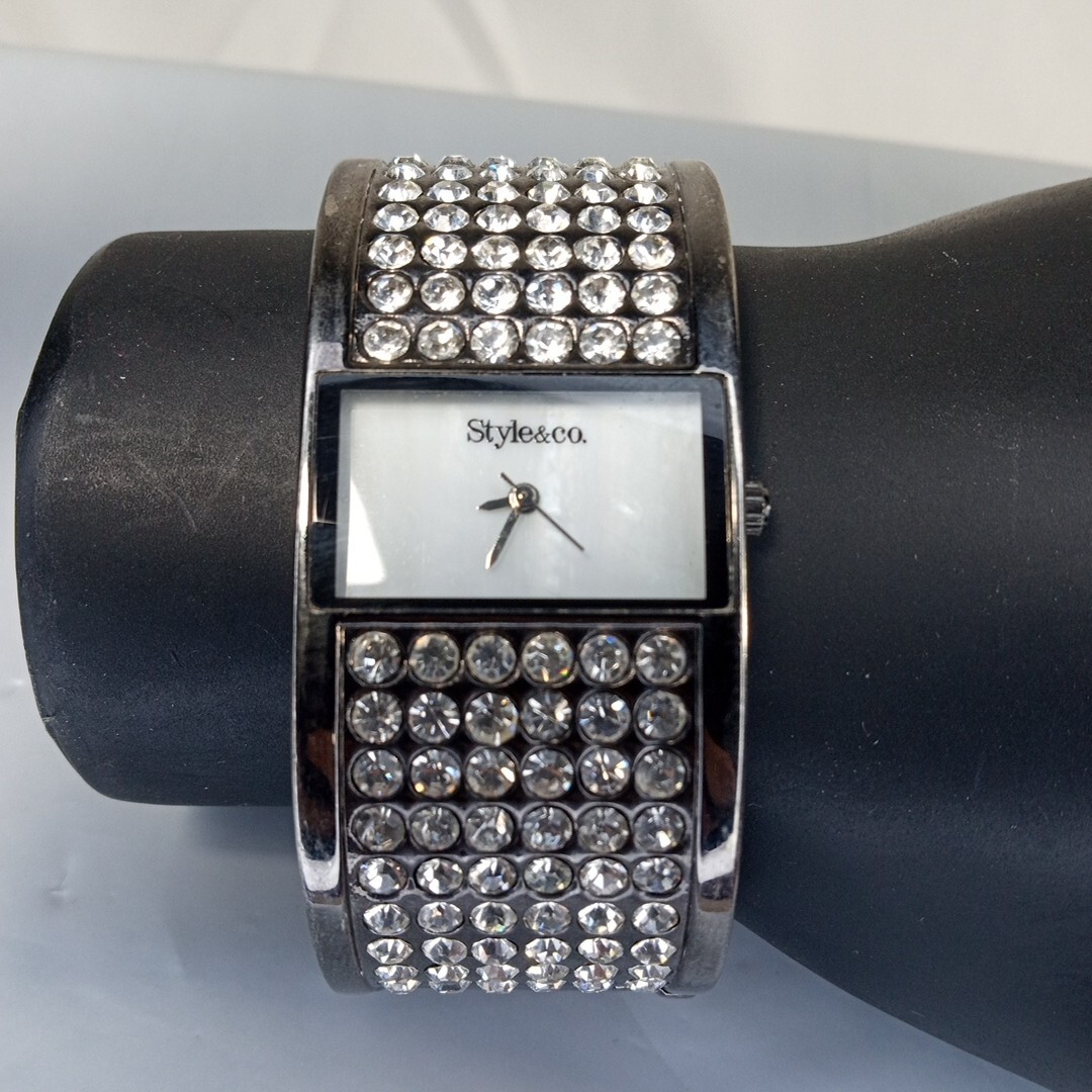 Style & Co Analog Wristwatch with Buckle Band, Quartz Movement, 104 Crystals