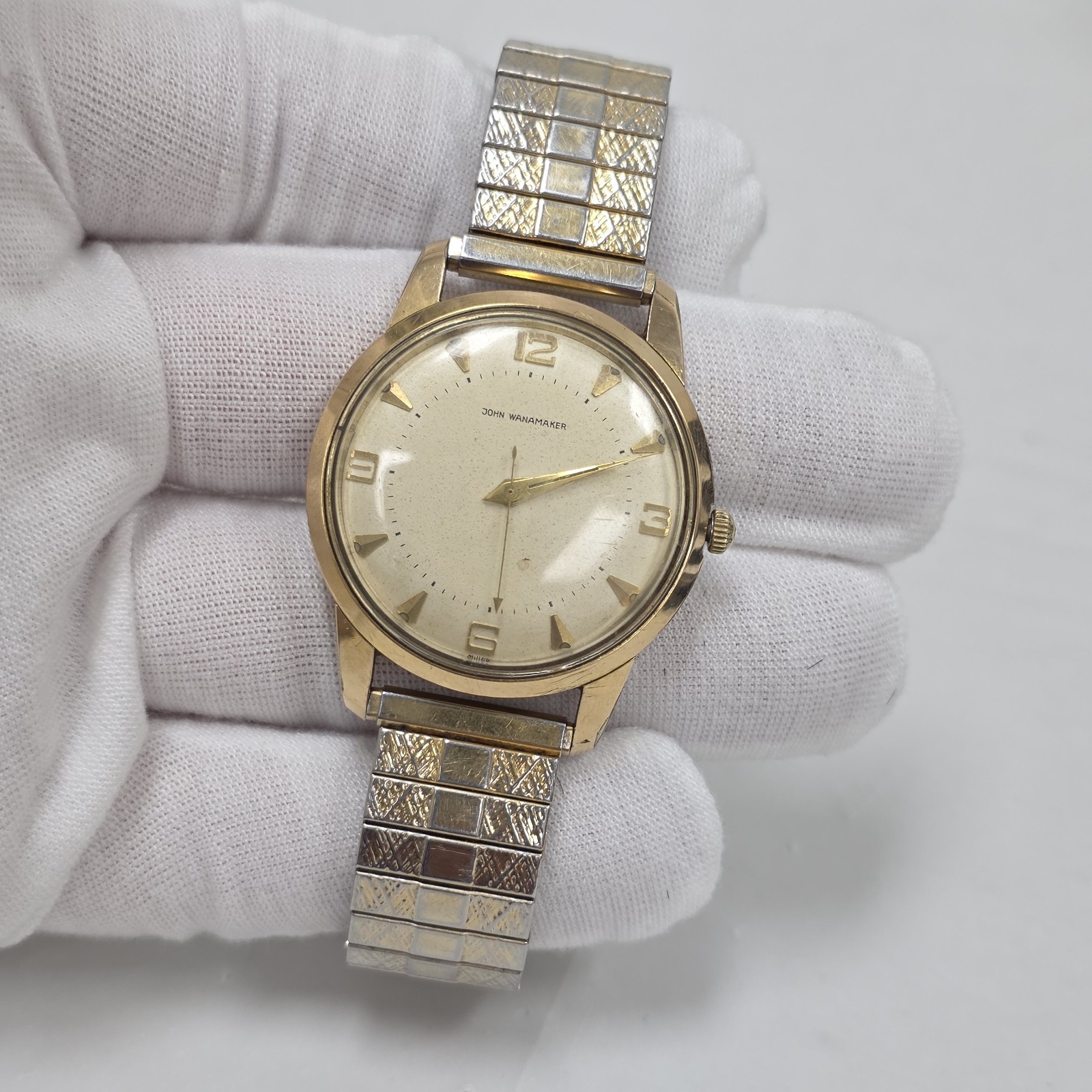 John Wanamaker Swiss Men’s 6102 Watch Arrow Second Automatic Cal AS 1580 Rare