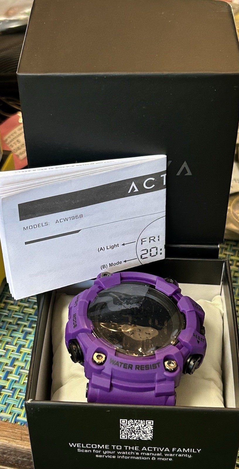 Activa Kadron X Invicta Digital, Chrono, 53mm, WR 50m, New/Box/3yr Wnty Purple