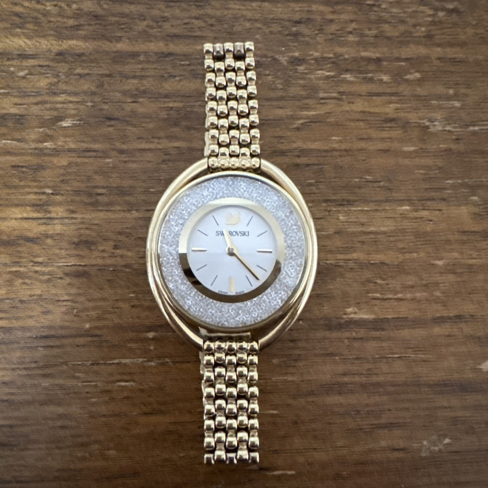 Swarovski Crystal Line Oval Watch Gold Bracelet 5200339 – NEEDS BATTERY REPLACED