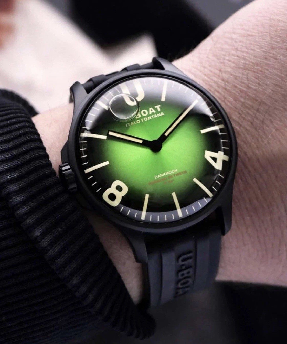 Rare U-Boat Darkmoon 44mm Green Swiss Watch PVD Limited Ed Carbon x IFL Cwc Iwc