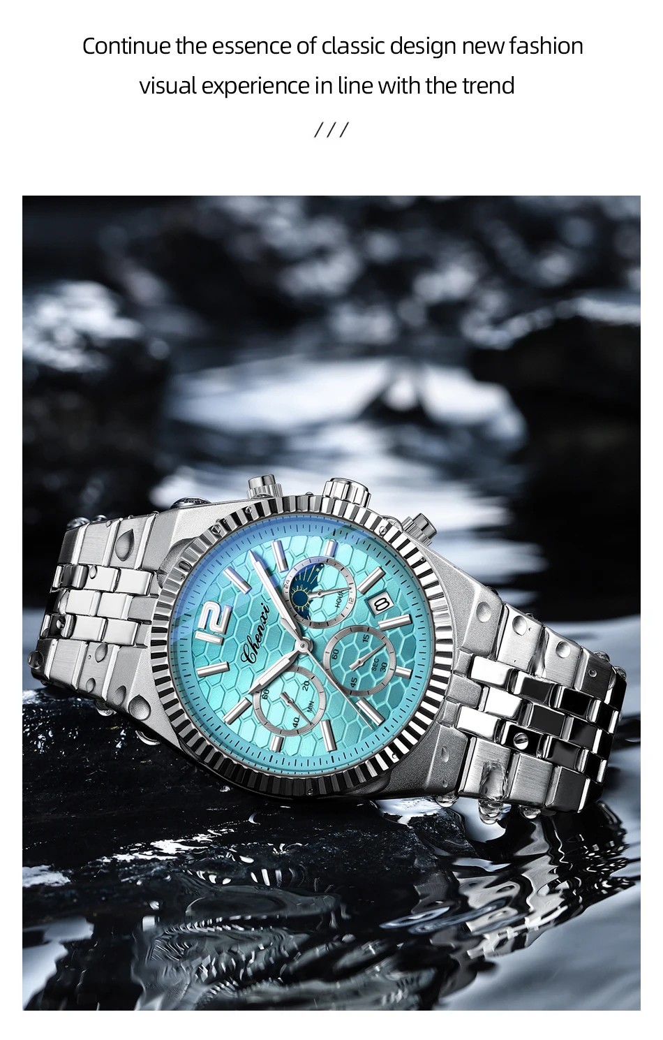 CHENXI Men Quartz Watch Chronograph Wristwatch Six-hands Male Business Watches