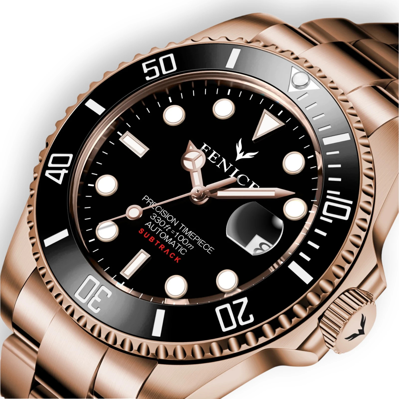 Fenice Subtrack Vespro Automatic Watch 10ATM Miyota Movement Rose Gold