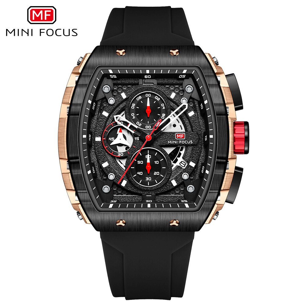 MINI FOCUS Men Watch Silicone Rectangle Date Wristwatch Military Boy Sport Watch
