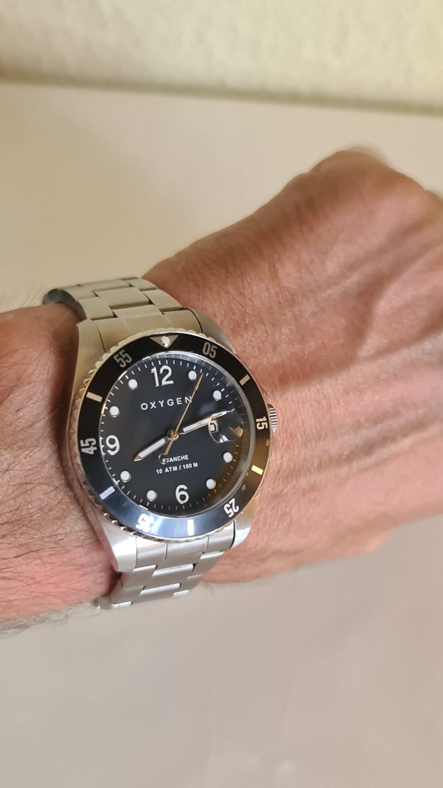 Oxygen Diver Legend Men’s Watch NEW Full Set Black Dial Steel Bracelet 10 ATM 10