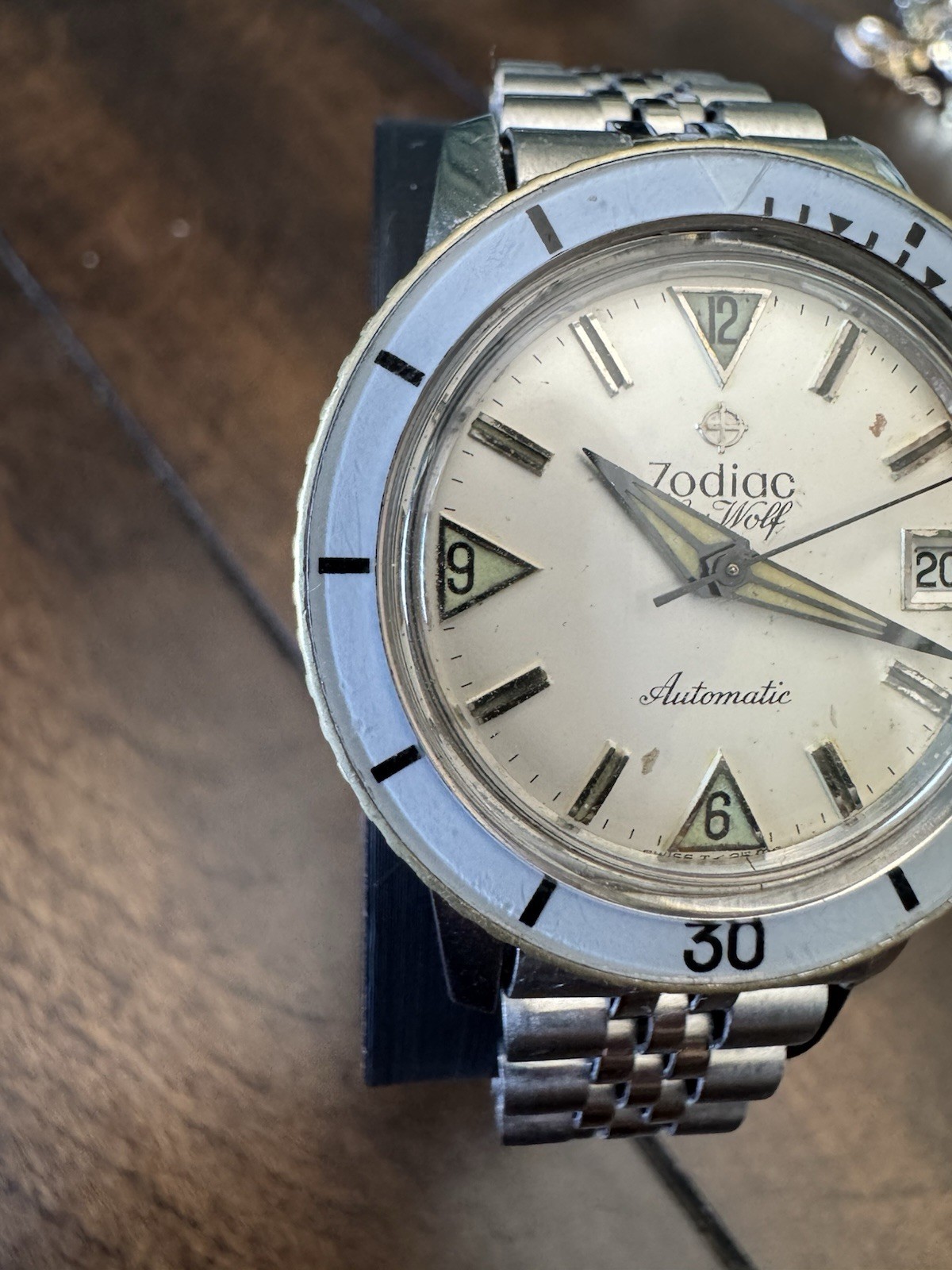 Zodiac Sea Wolf Vintage Dial Automatic Stainless Steel Serviced Amazing!