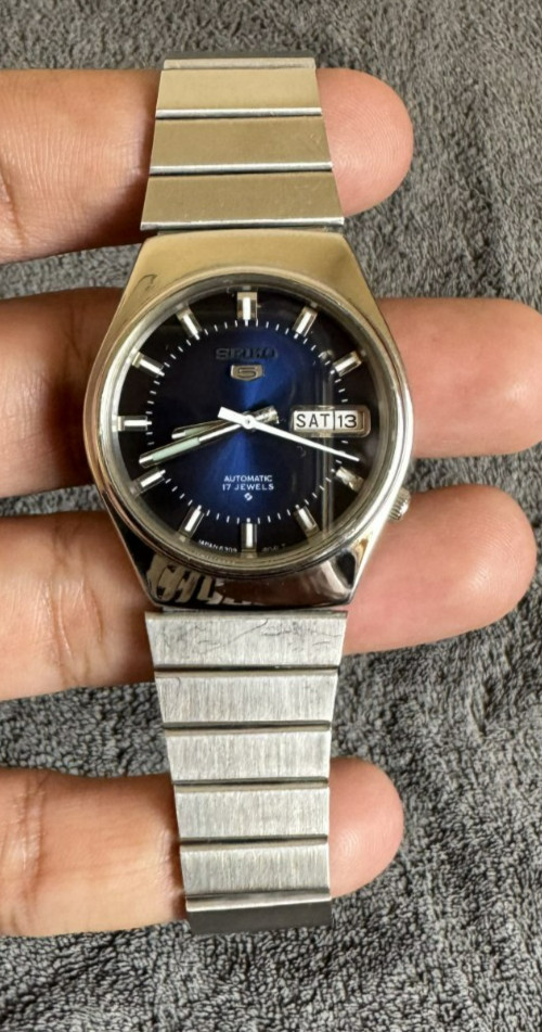 Seiko 5 Automatic 17 Jewels 6309-603BA Blue Dial Day-Date Vintage Japan