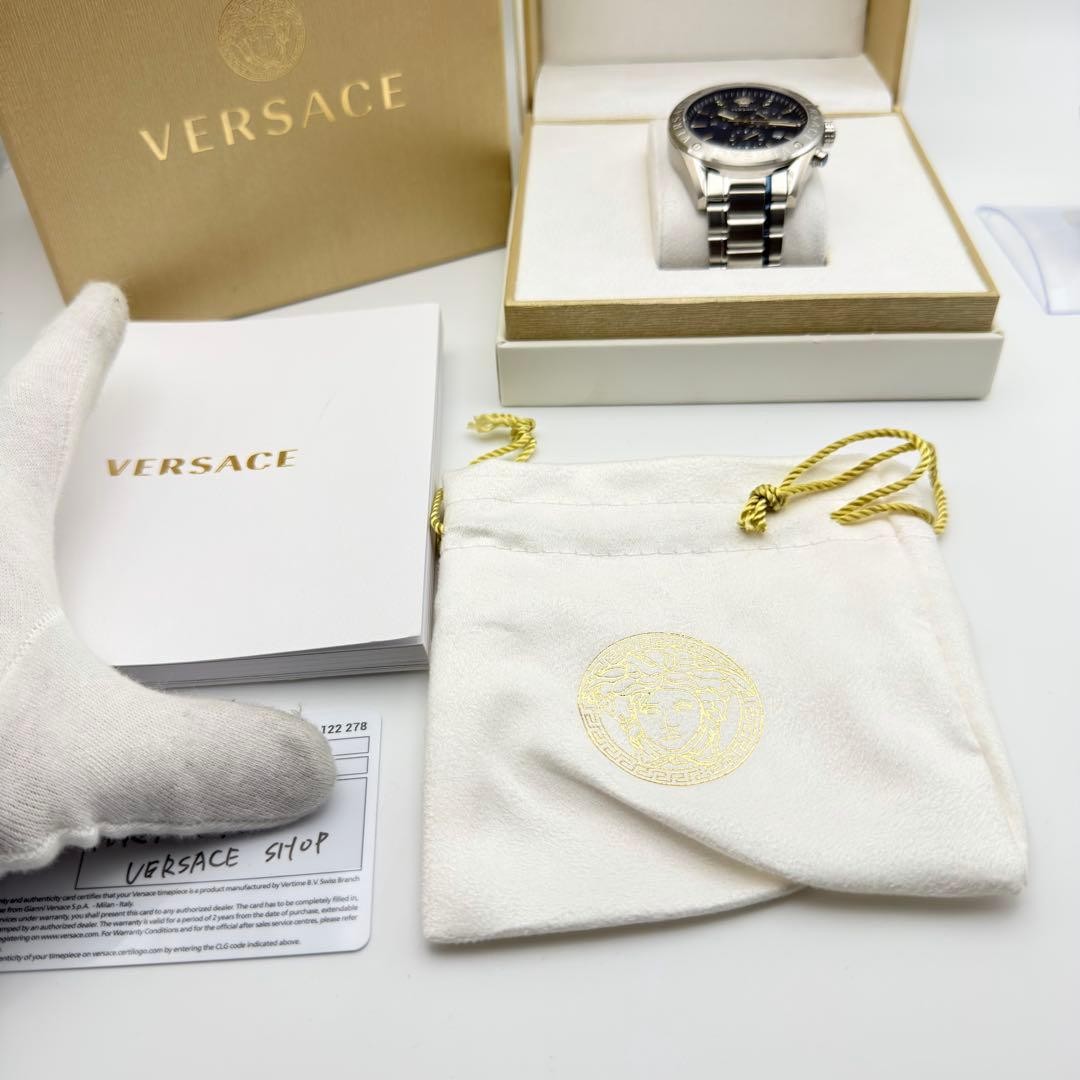 Versace V-Chrono VEHB00519 Blue Date Working Men’s Quartz Watch Authentic Boxed