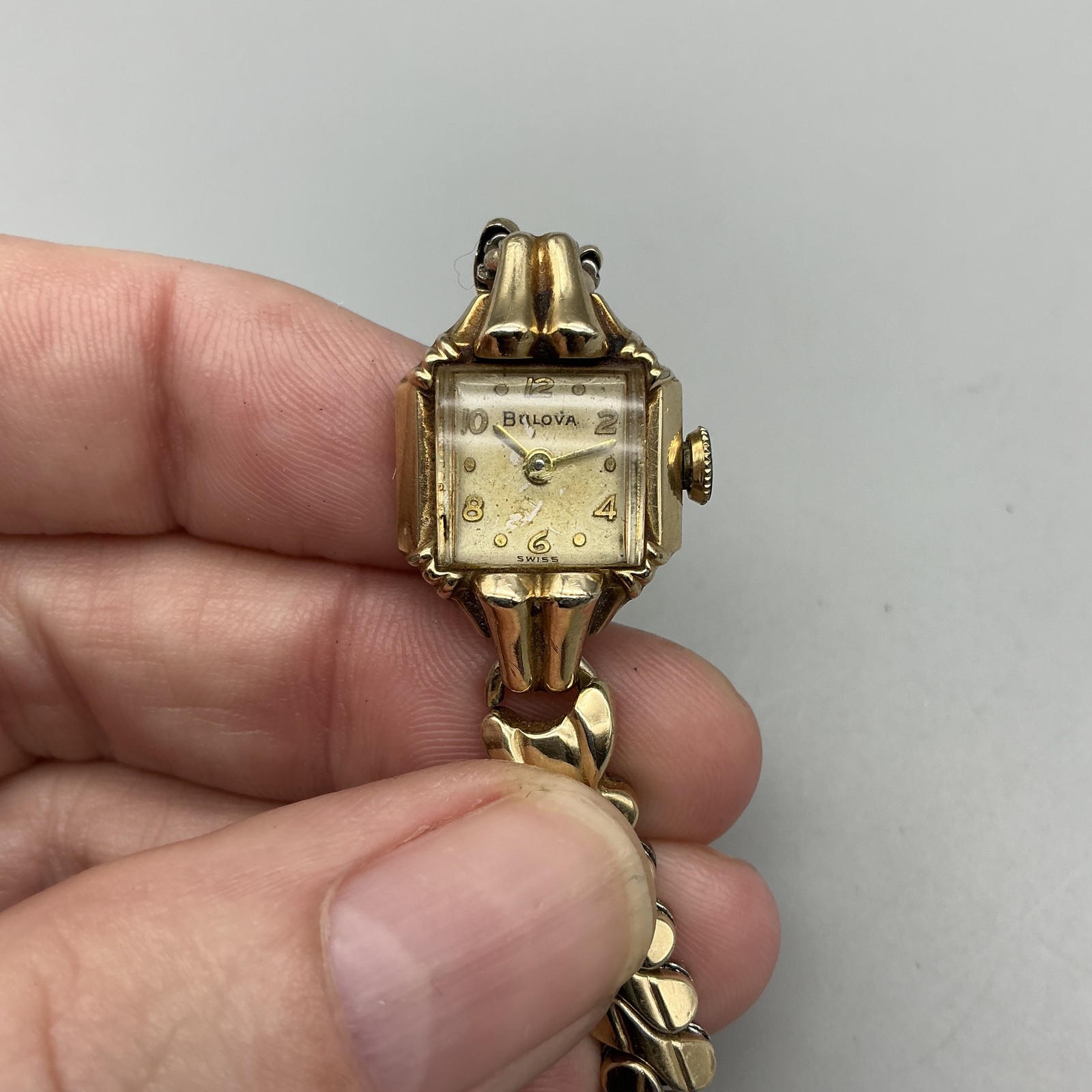 Vintage Bulova Womens Watch 16mm 10K Gold Filled Swiss Manual Wind Bracelet