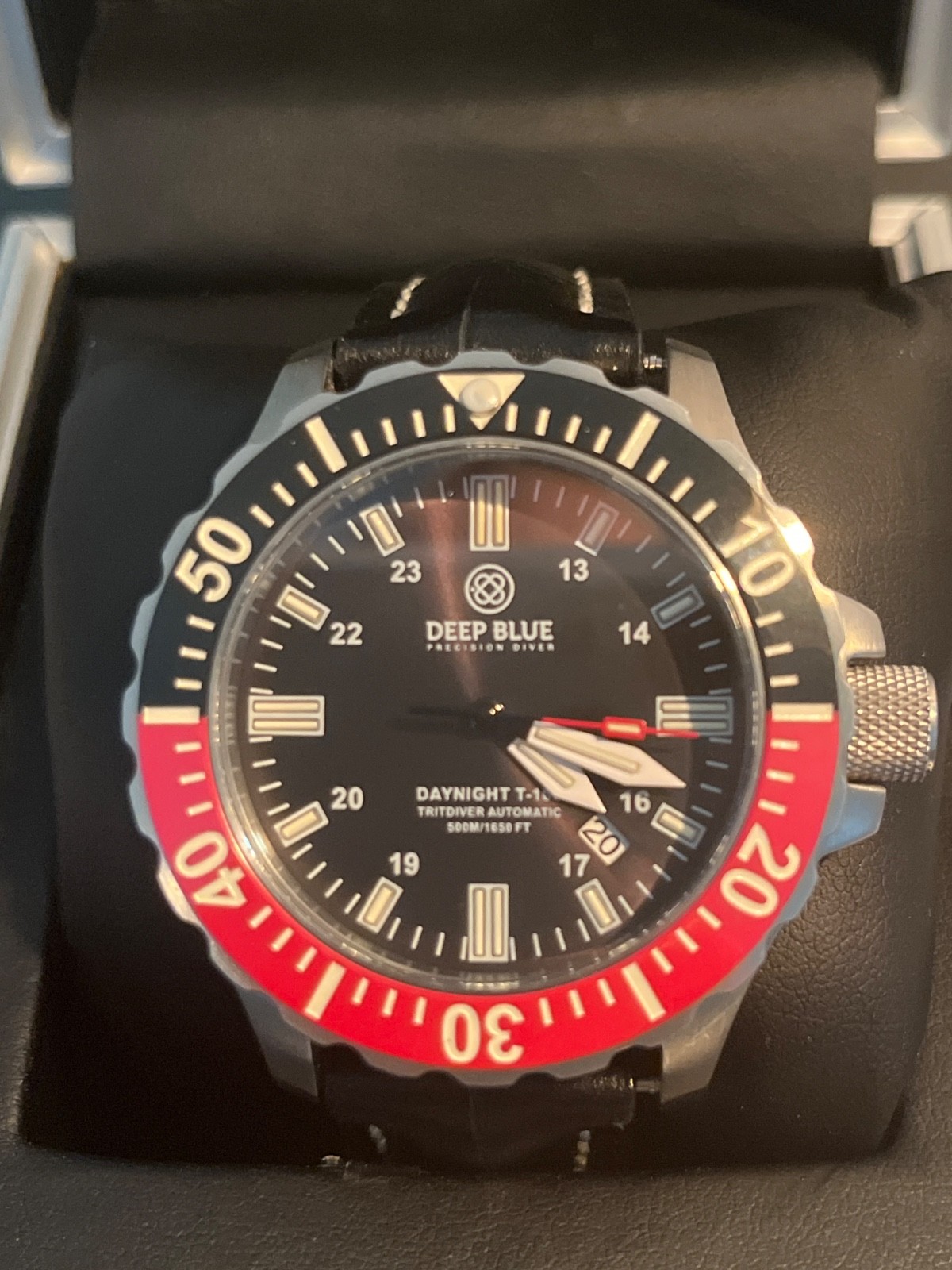 Deep Blue Men’s Black Watch – New-Box & Papers