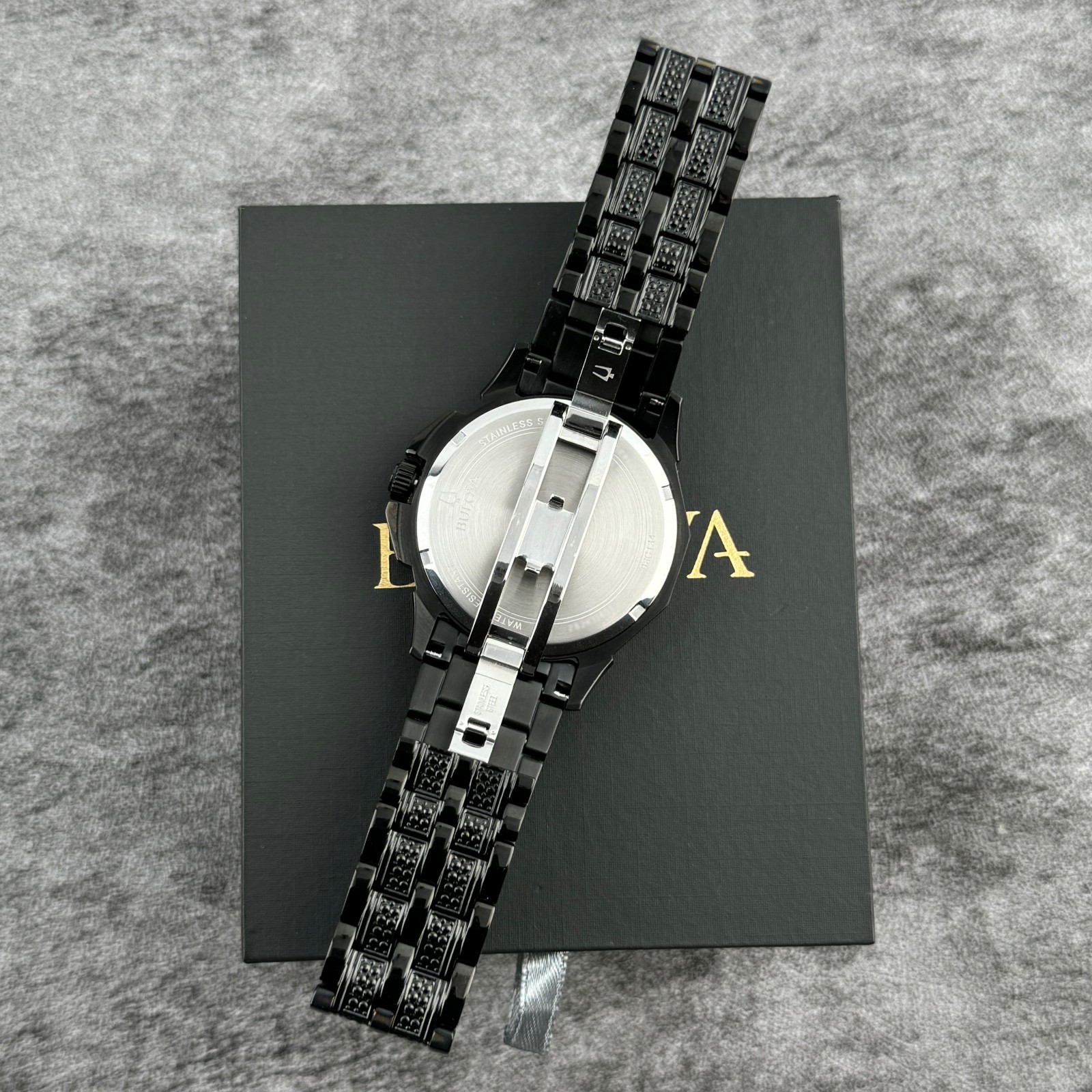 Bulova Men’s Crystal Octava Black Dial Multifunction Men’s Watch 98C134