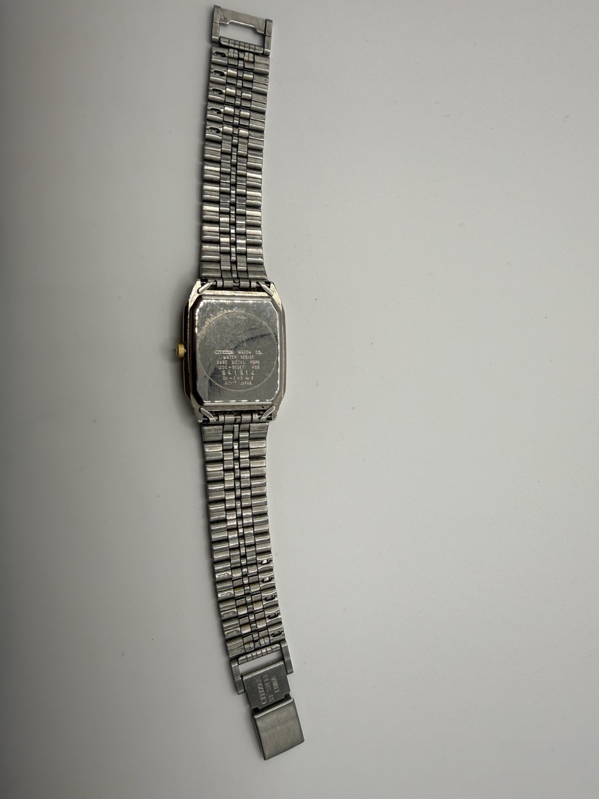 Citizen 1000-S63871 Quartz Thin Rectangle Tank Watch Date Two Tone Mens Works