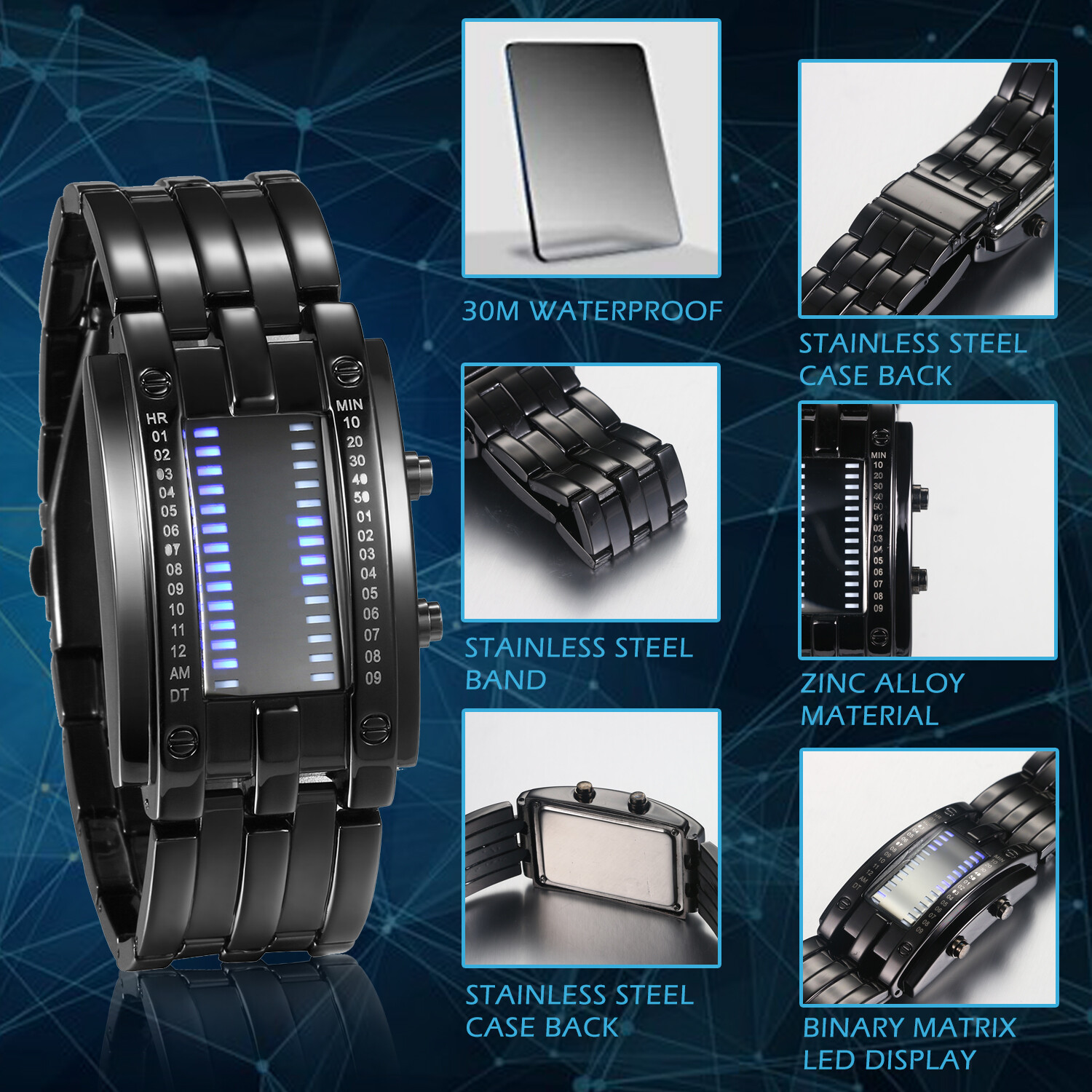 Men’s Women’s Binary Watches Luminous Sport Date Digital LED Couples Wrist Watch