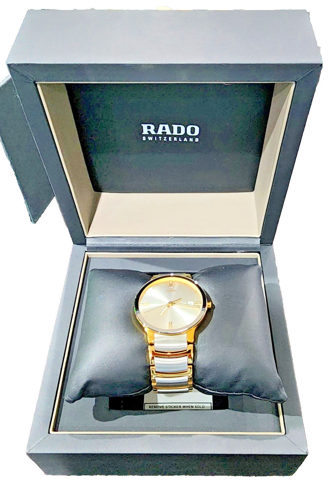 Authentic Rado Centrix R30931103 Quartz 38mm Two Tone Ceramic Watch Box Papers