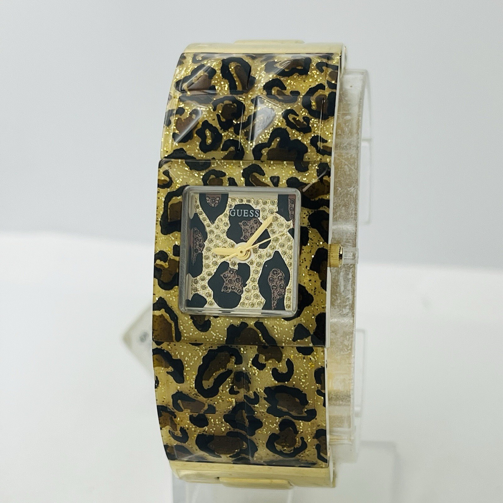 GUESS Animal Print Women’s Gold Polycarbonate Steel Band 22mm Watch U0052L2