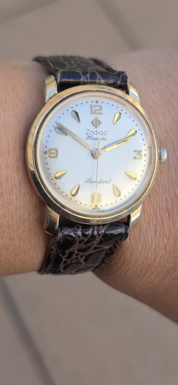 Vintage ZODIAC HERMETIC Standard Cal 60 Ref 764 Men’s 32mm Gold Plated Watch
