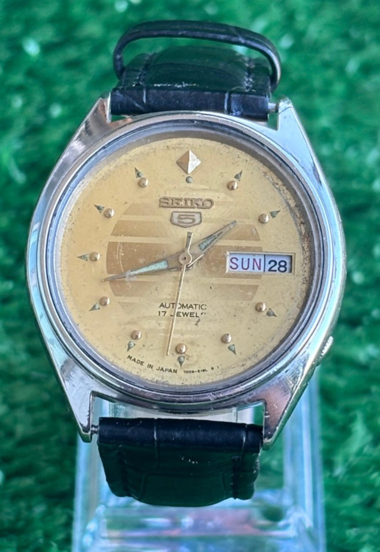 Vintage Seiko 5 Automatic || Yellow Dial || Men’s Vintage Watch || 17 Jewels