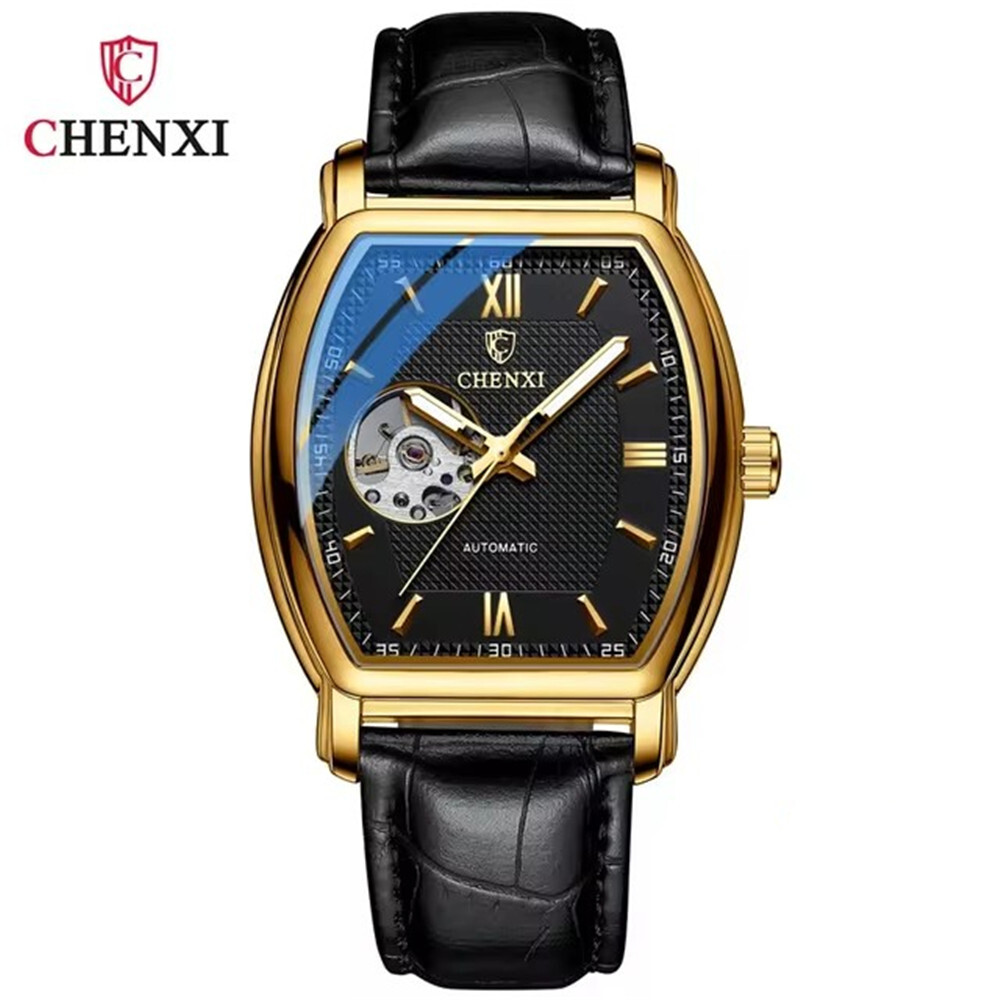 CHENXI Men Mechanical Watch Automatic Leather Rectangle Business Male Wristwatch