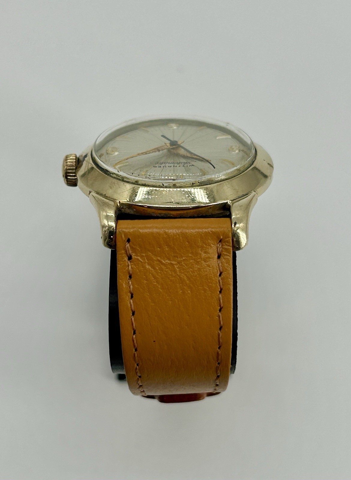 Vintage Wittnauer Automatic 17J 33.4mm 10K Gold Filled Radial Dial Swiss Runs
