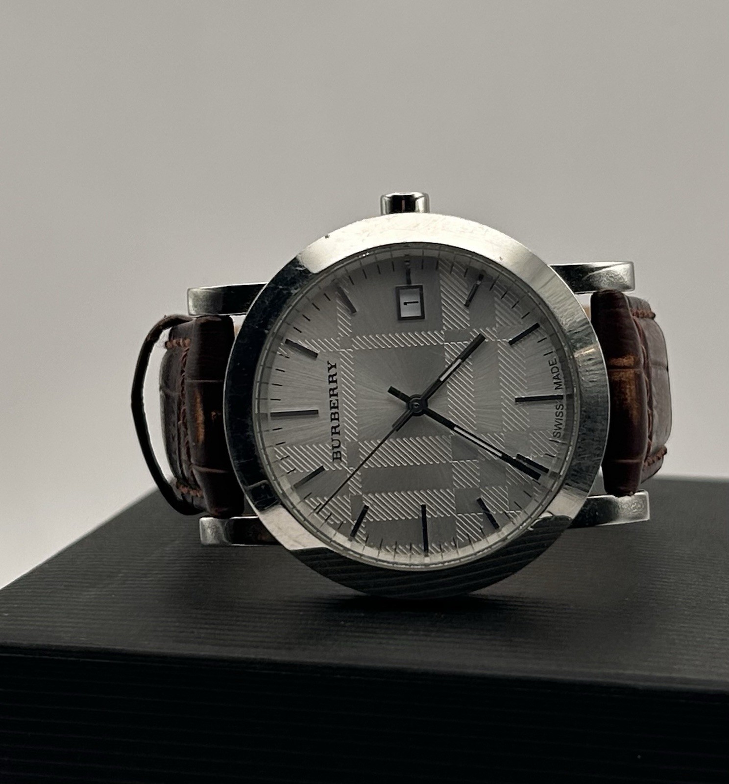 Burberry The City Men’s Silver Dial Brown Leather Strap Quartz 38mm Watch